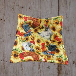 Microwave Bowl Cozy, Reversible Chickens and Sunflowers Soup Bowl Holder